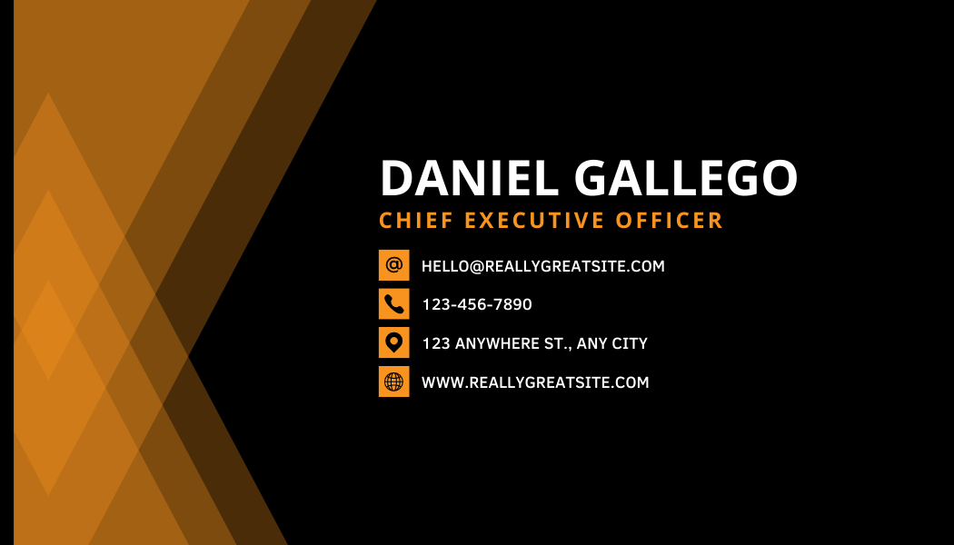 Orange Diamond Minimal - Business Card Template - One Side