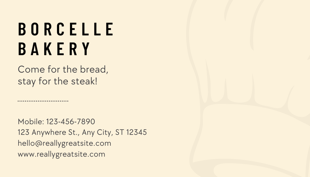 Minimal Baker - Business Card Template - One Side