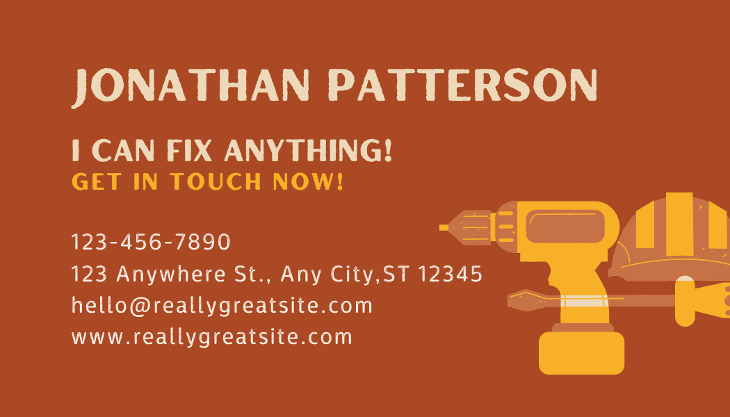 Orange Construction - Business Card Template - One Side