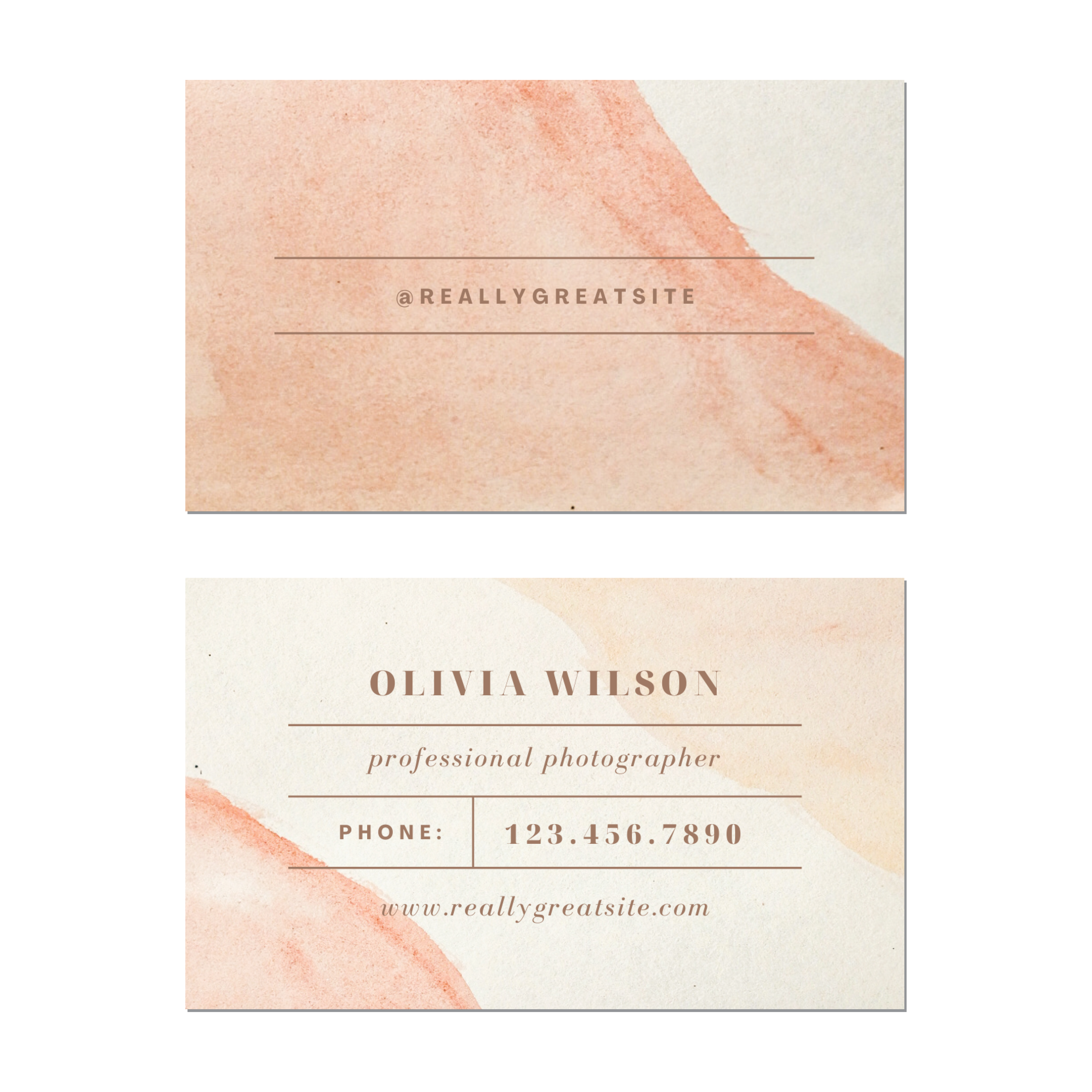 Orange Watercolor - Business Card Template - Two Side