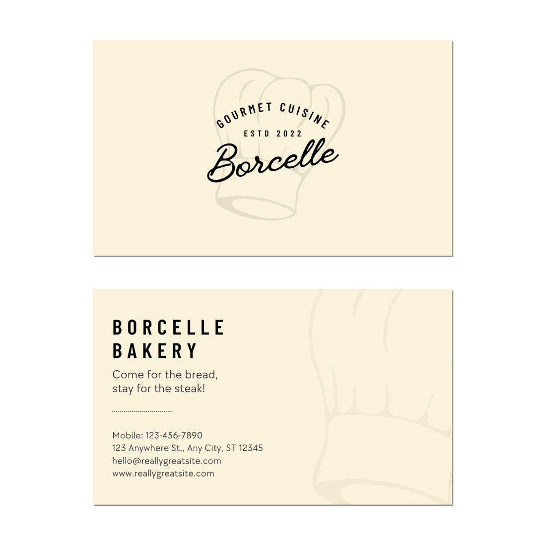 Minimal Baker - Business Card Template - Two Side