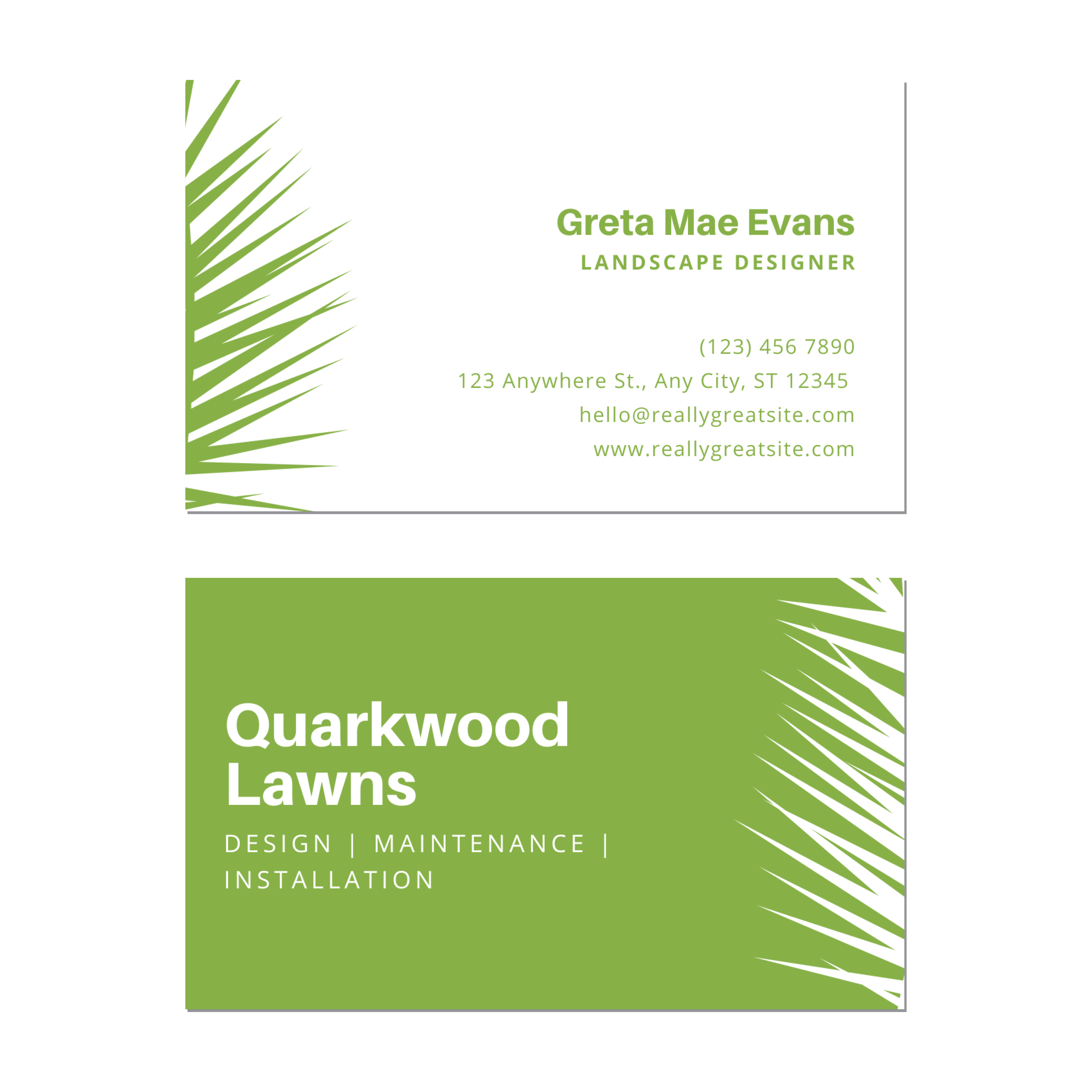 Lawn Care Grass - Business Card Template - Two Side