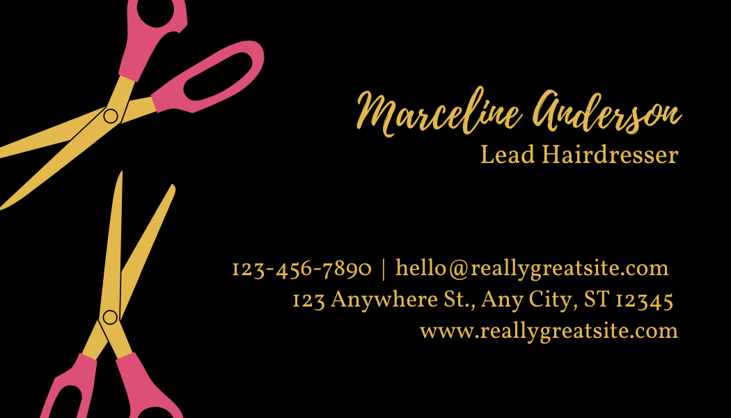 Pink Gold Hairstylist - Business Card Template - One Side