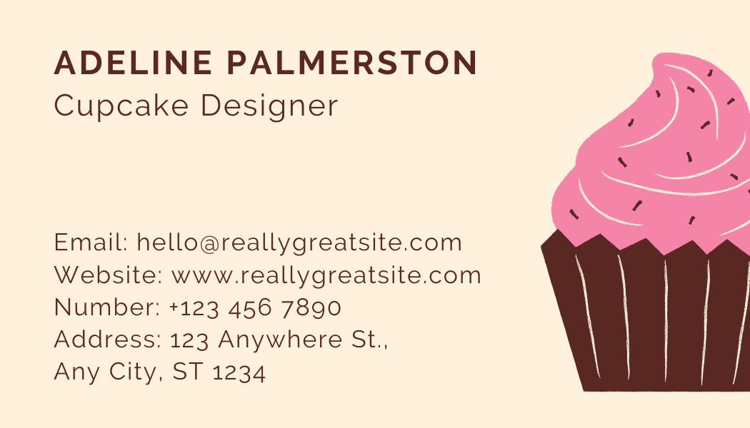 Cupcakes & Pastries - Business Card Template - One Side