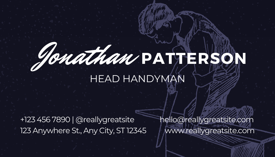 Simple Shadow Handyman - Business Card Template - One Side