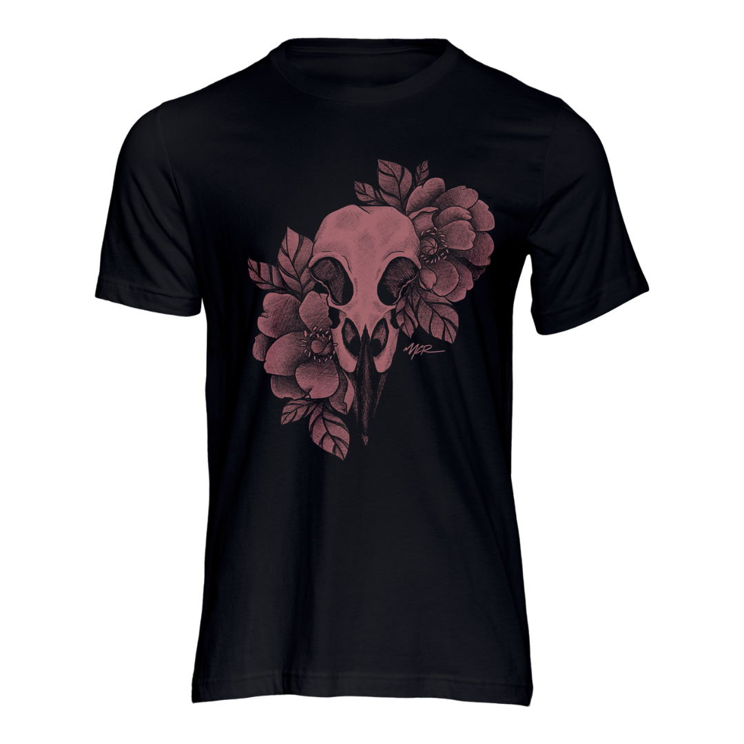 Bird skull tattoo tee shirt