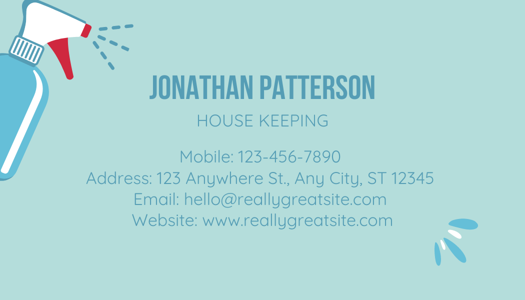 Cleaning - Business Card Template - One Side
