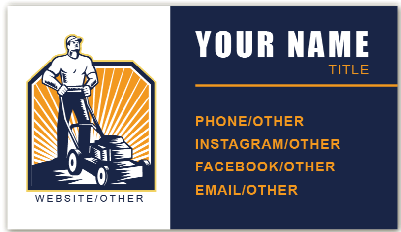 Landscape - Blue Gold - Business Card Template - One Side