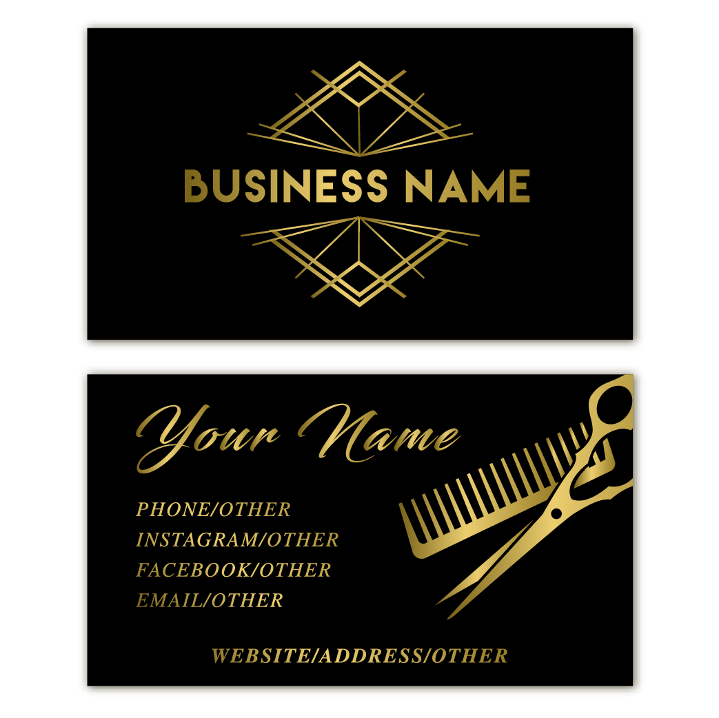 Gold Barber - Business Card Template - Two Side – Grafpros gold-barber-business-card-template-two-side-grafpros