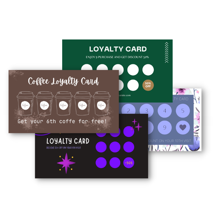 Customize YOUR COMPANY Coffee Shop Loyalty Punch Business Cards  Personalized with your business info (500)