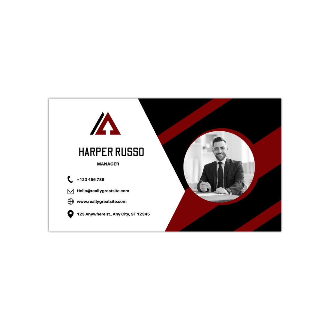 Portrait Geometric - Business Card Template - One Side