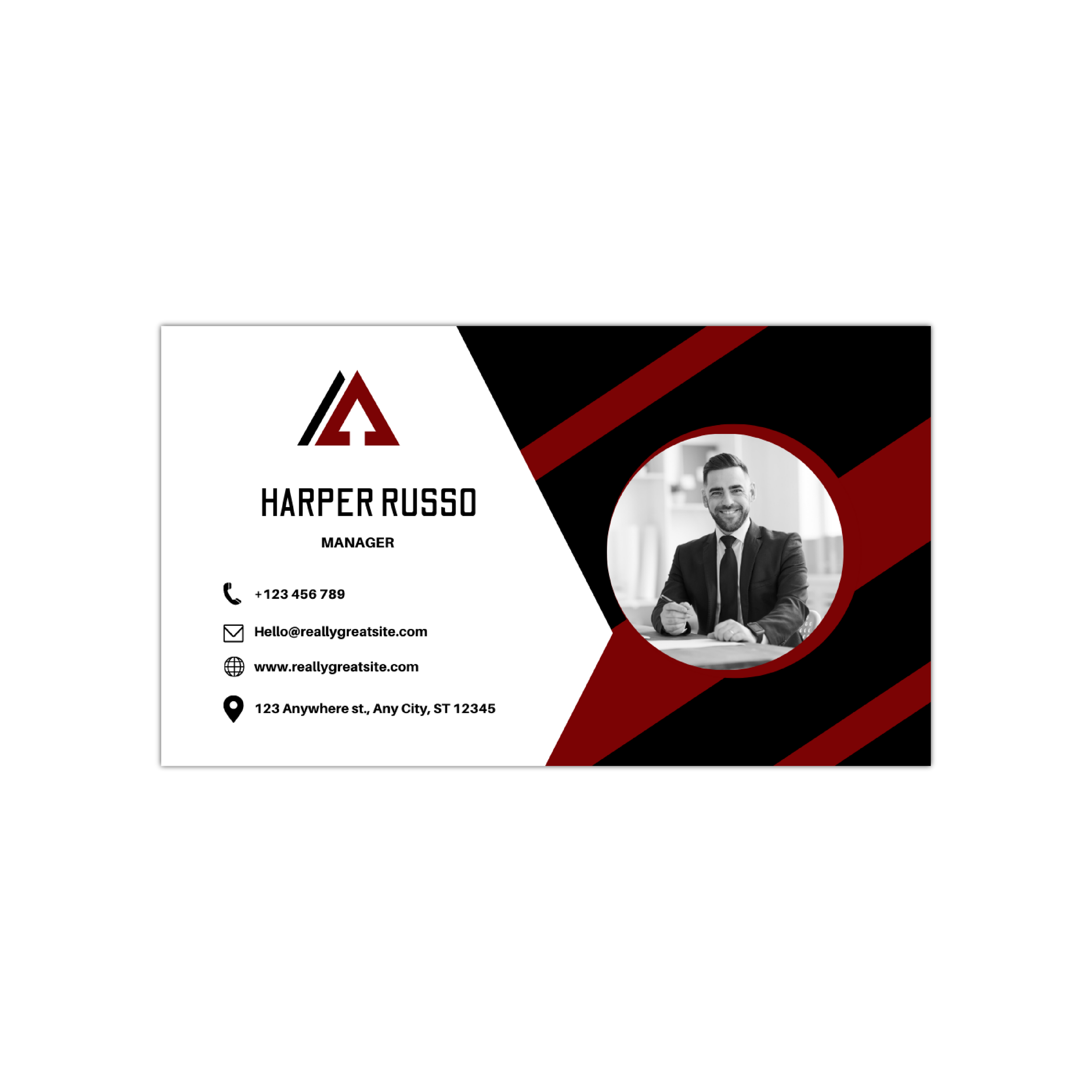Portrait Geometric - Business Card Template - One Side