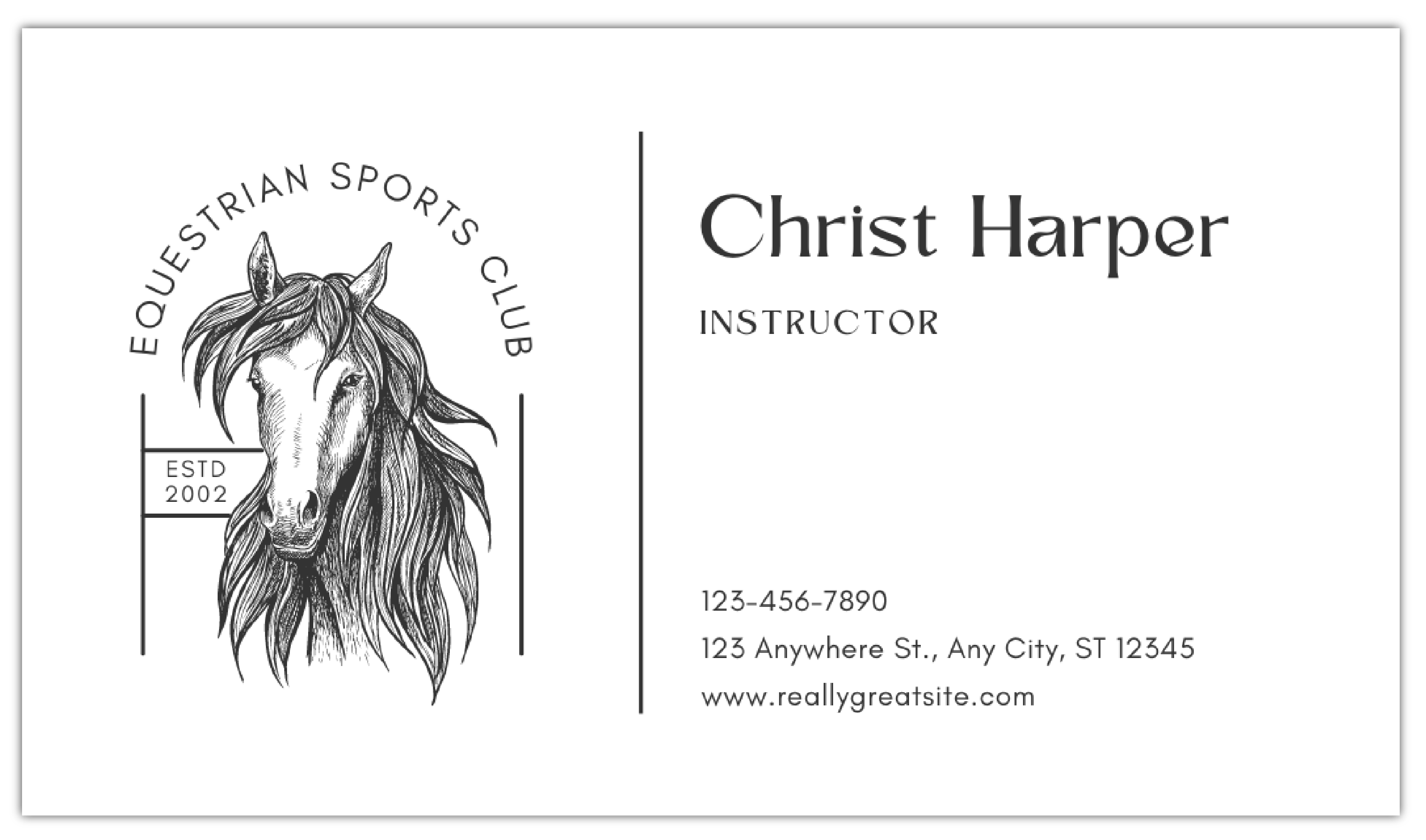 Equine - Business Card Template - One Side