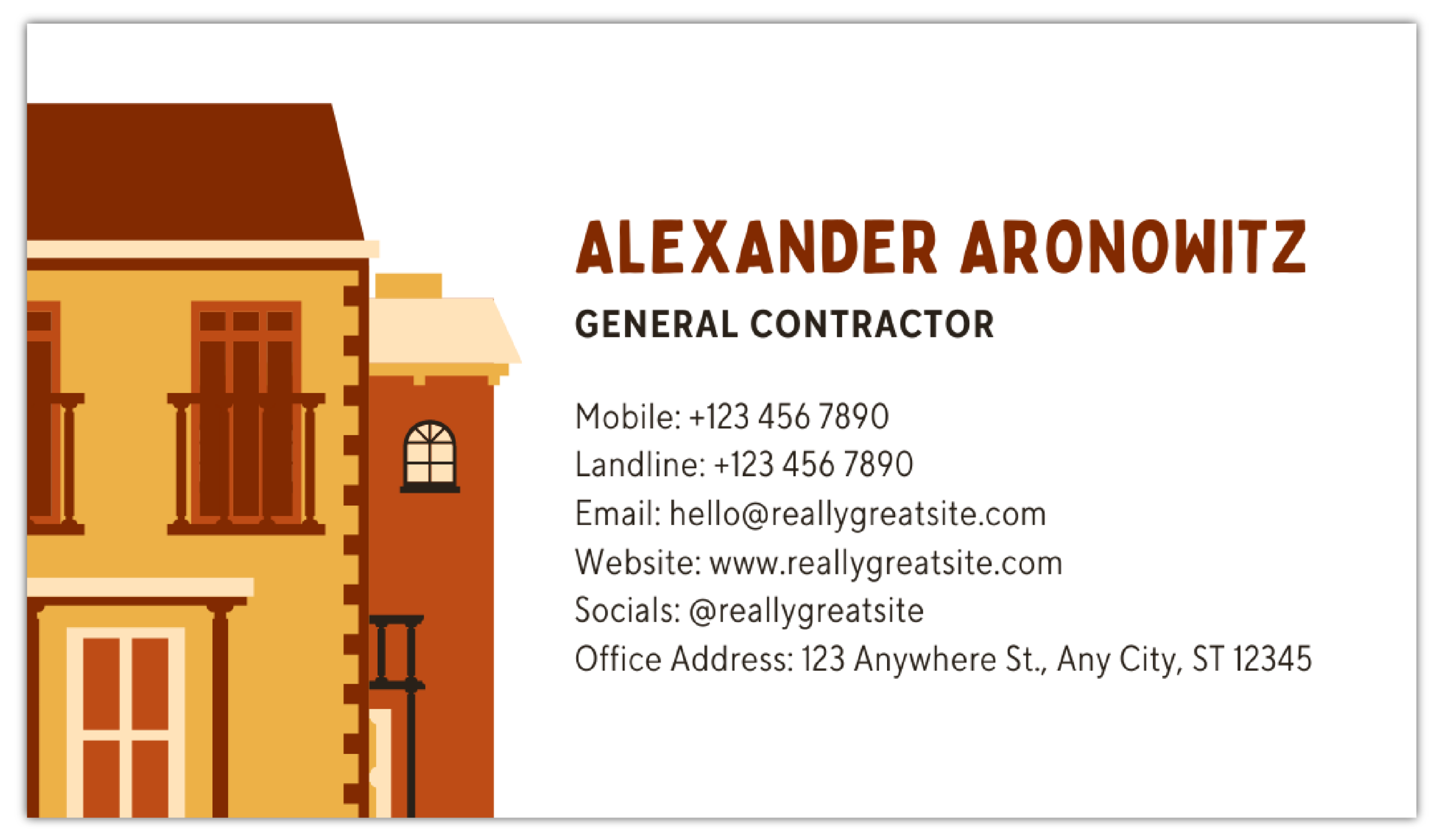 Building Yellow Orange - Business Card Template - One Side