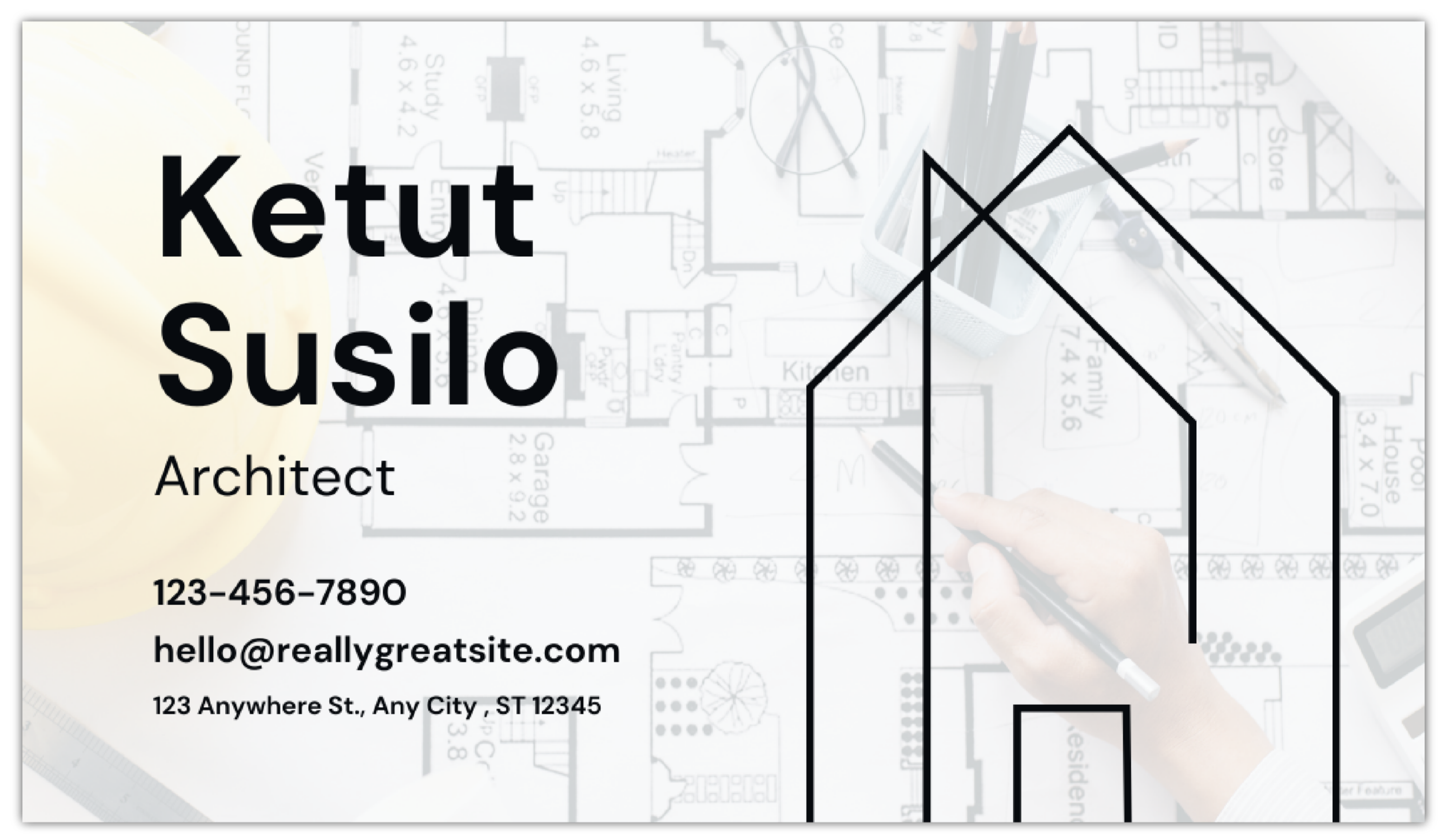 Architect Minimal - Business Card Template - One Side