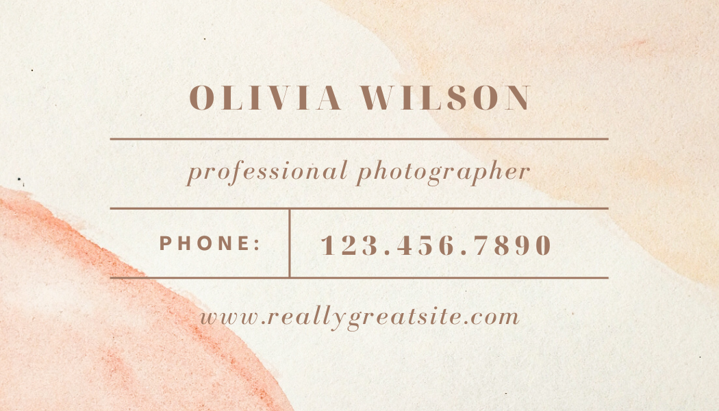 Orange Watercolor - Business Card Template - One Side
