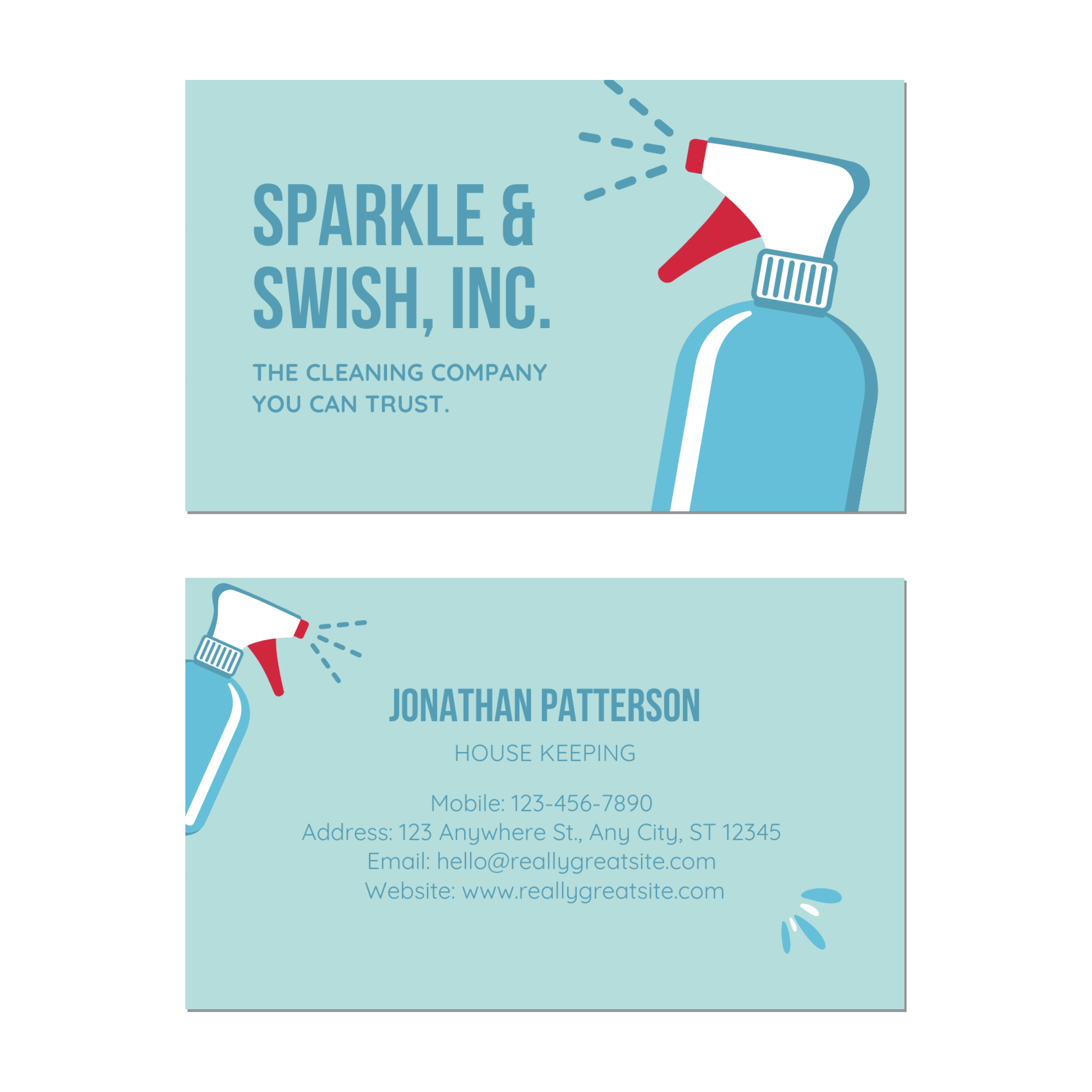 Housekeeping Business Cards Cleaning Service Business Card Template