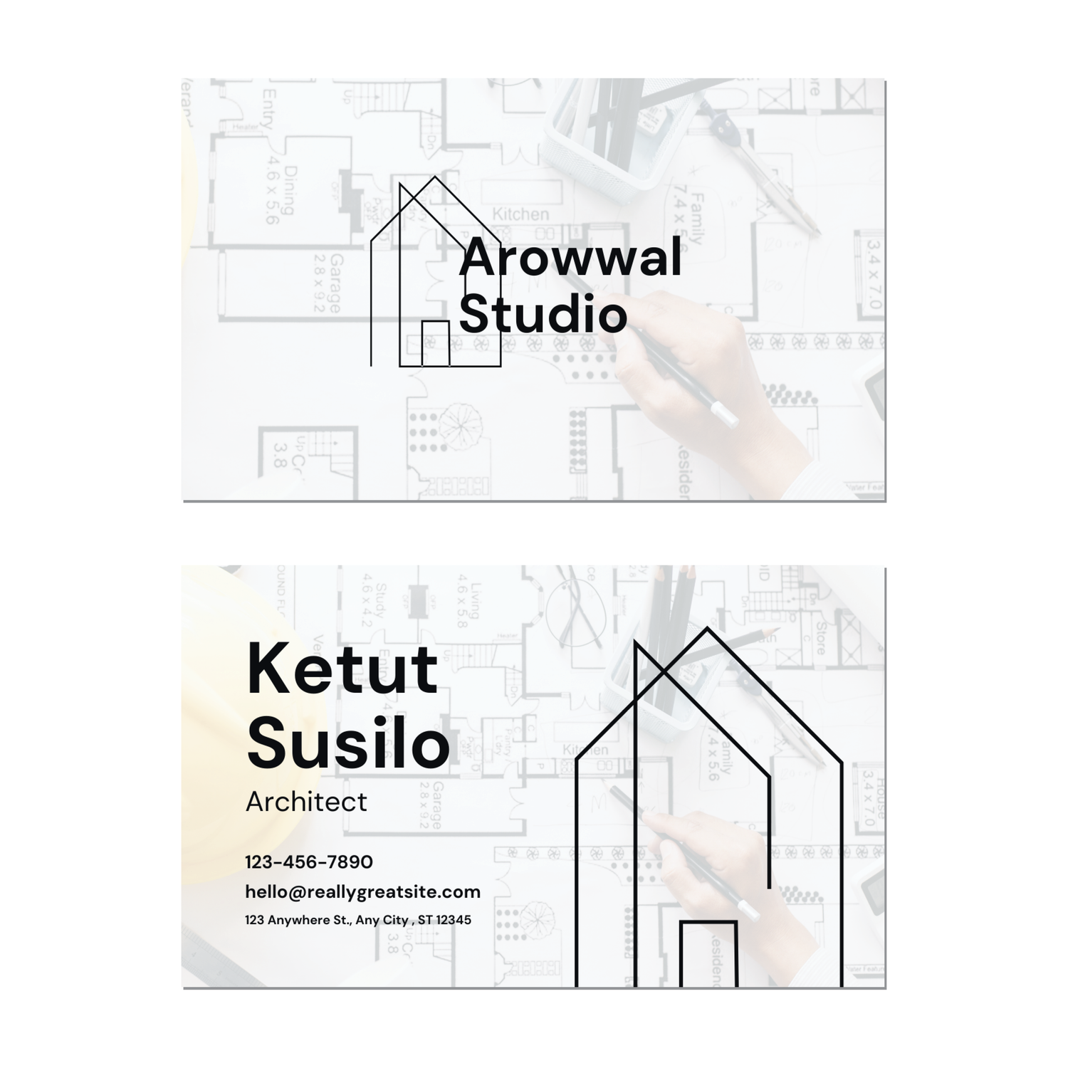 Architect Minimal - Business Card Template - Two Side