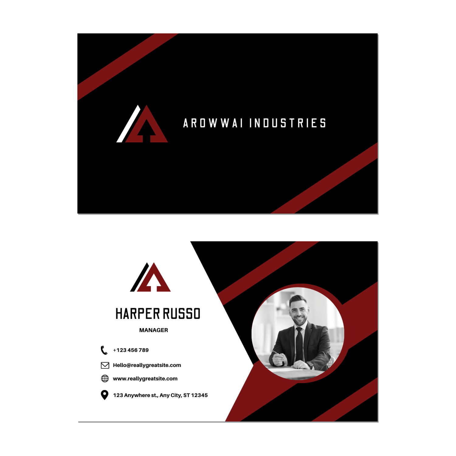 Portrait Geometric - Business Card Template - Two Side