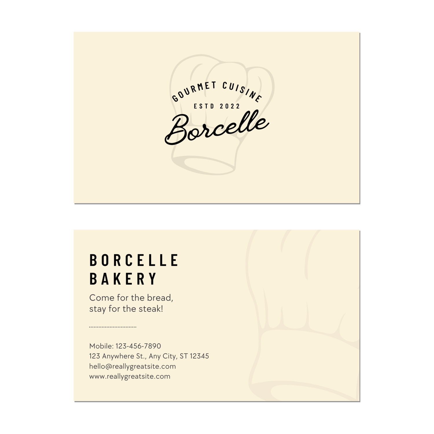 Minimal Baker - Business Card Template - Two Side