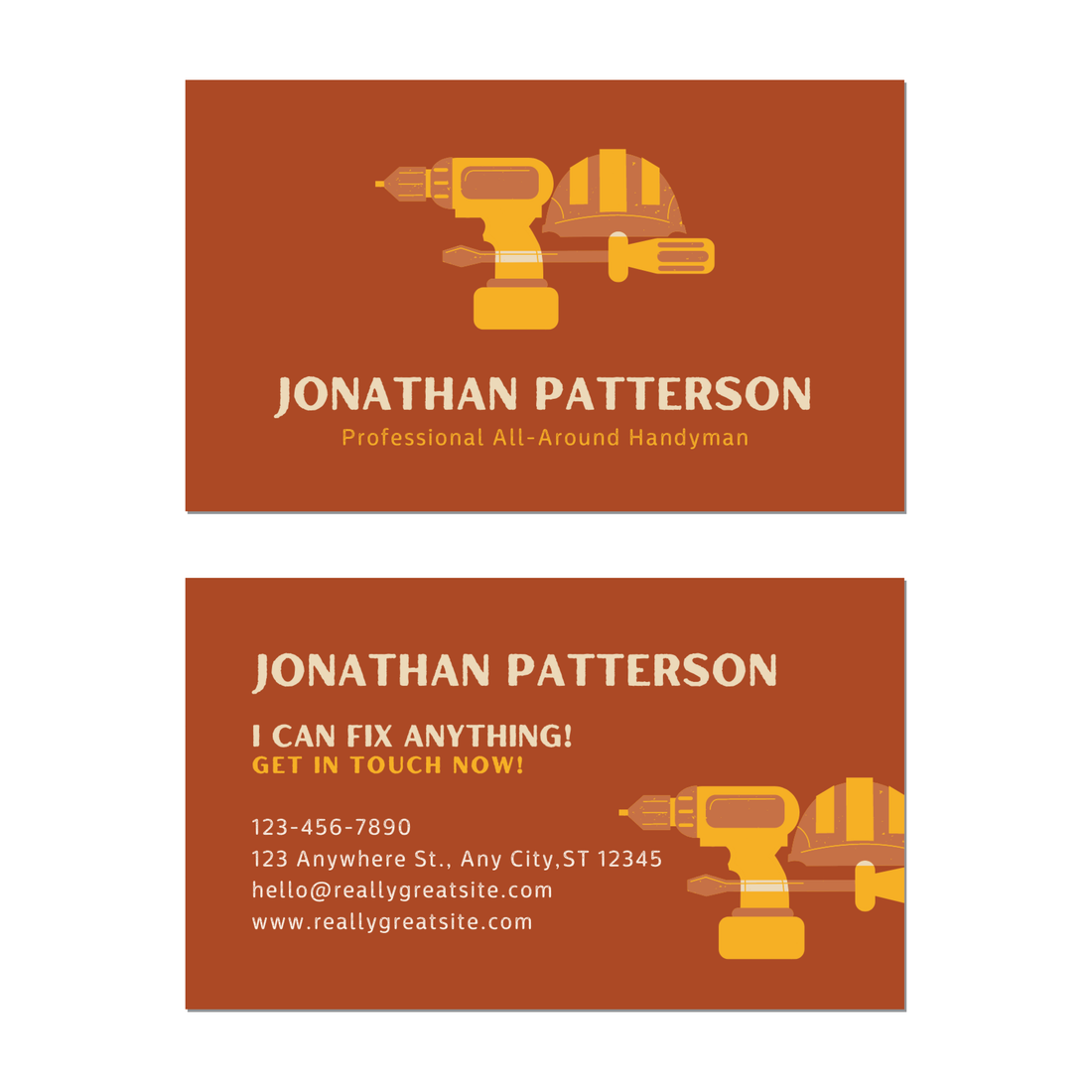 Orange Construction - Business Card Template - Two Side
