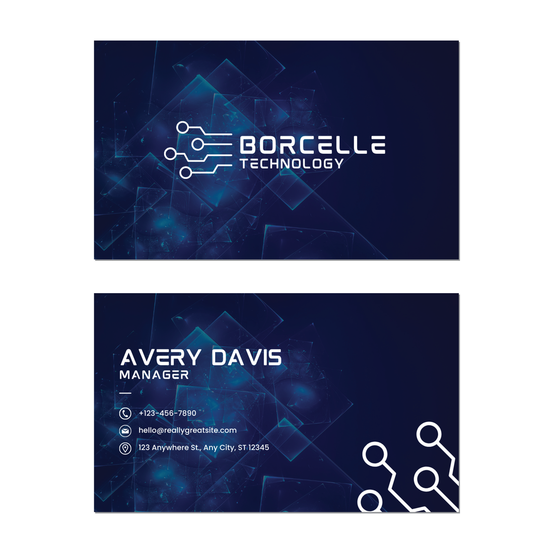 Blue Tech - Business Card Template - Two Side