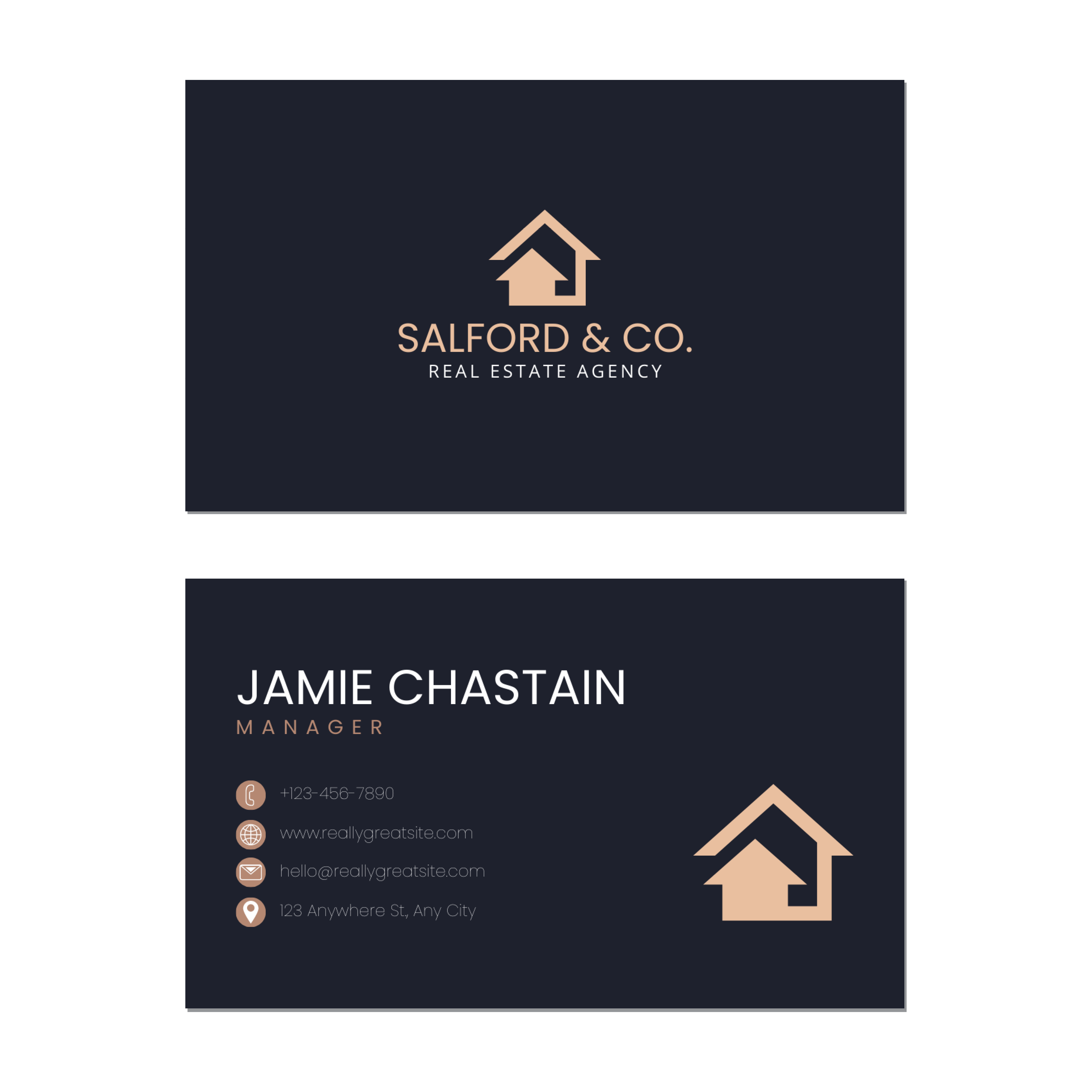 Black Minimal Realtor - Business Card Template - Two Side