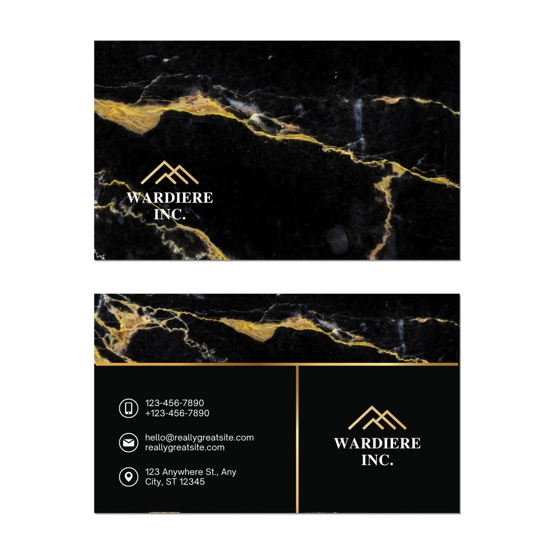 Gold Marble - Business Card Template - Two Side