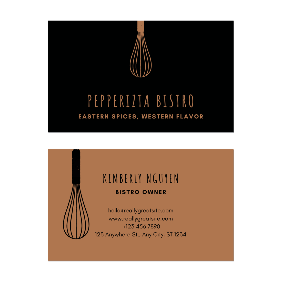 Brown Bakery Whisk - Business Card Template - Two Side