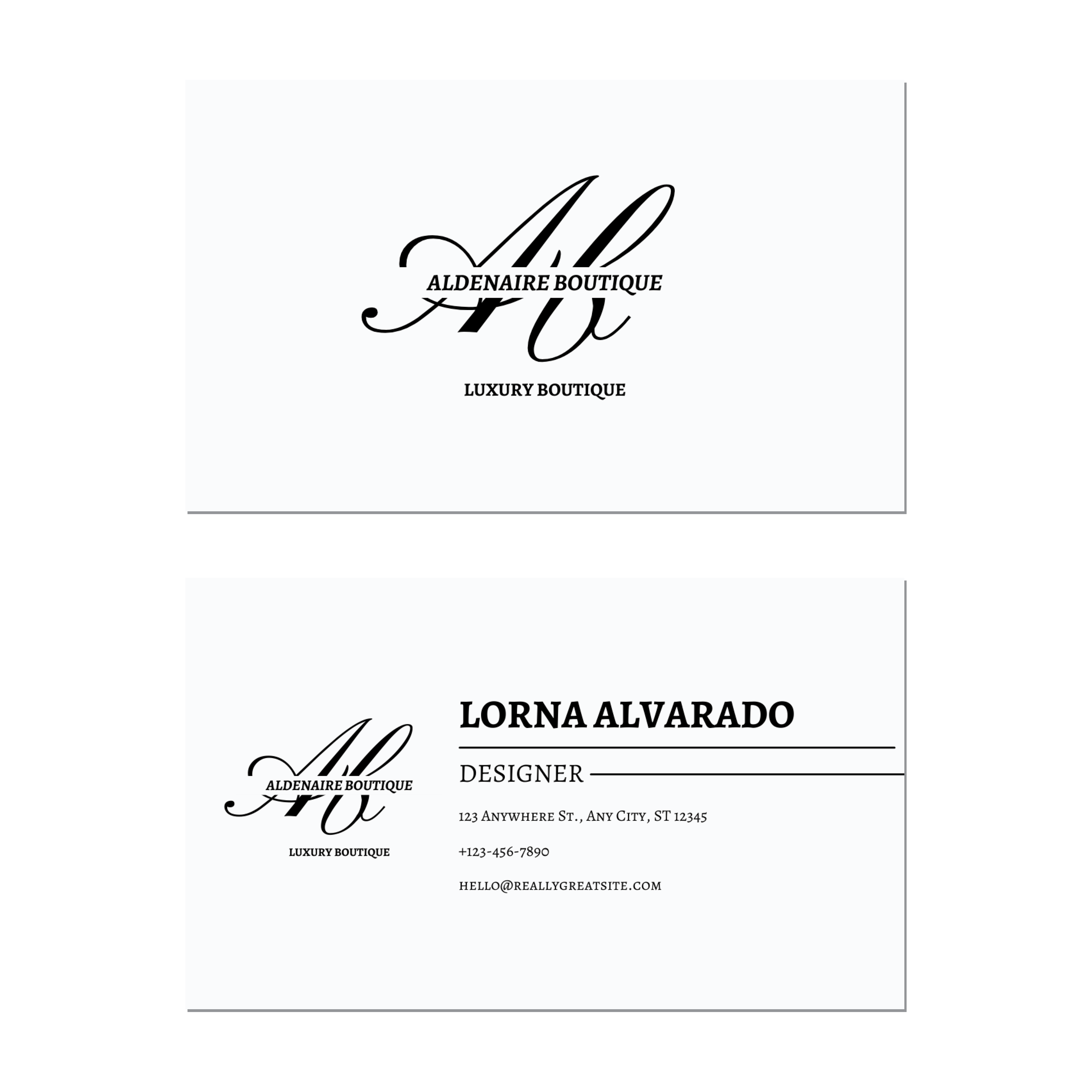 Minimal Script Initials - Business Card Template - Two Side