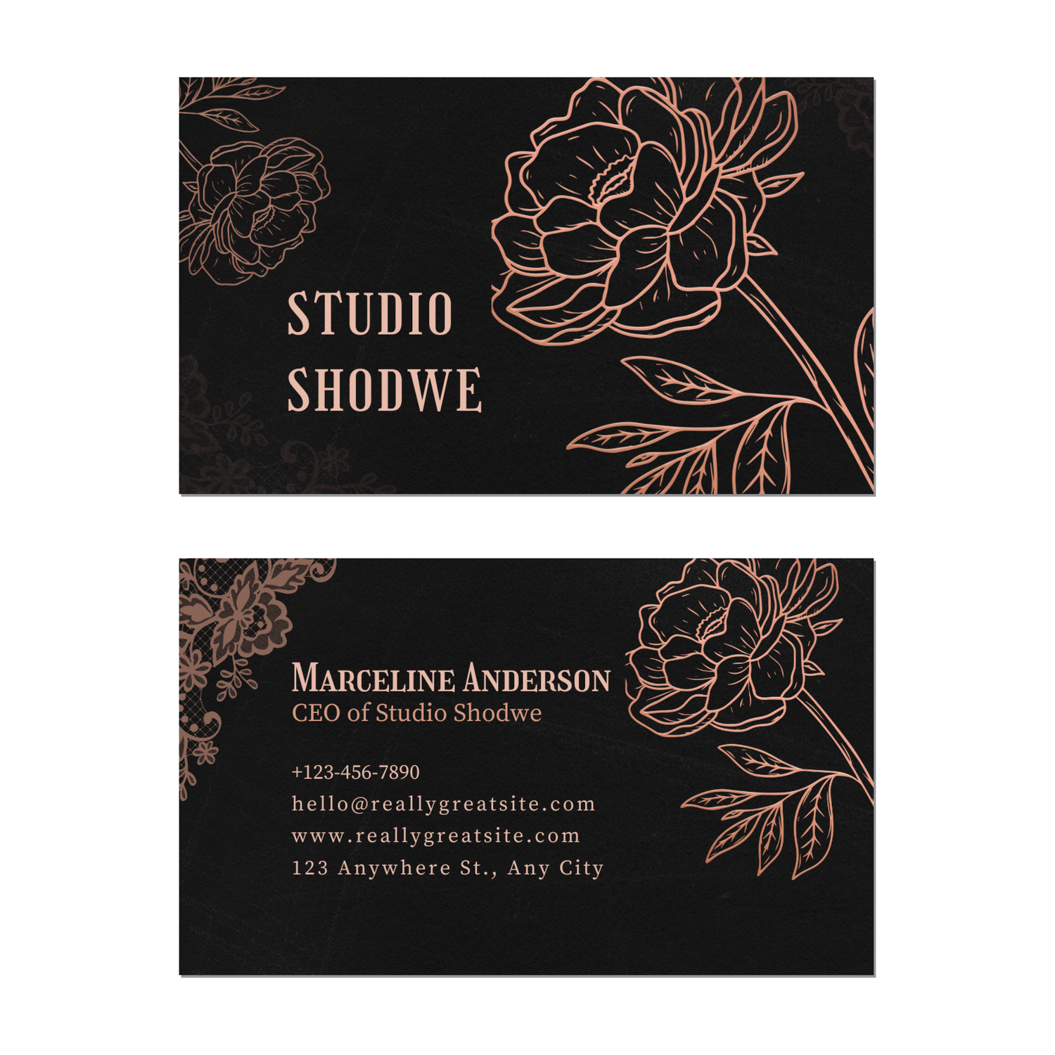 Flower Sketch - Business Card Template - Two Side