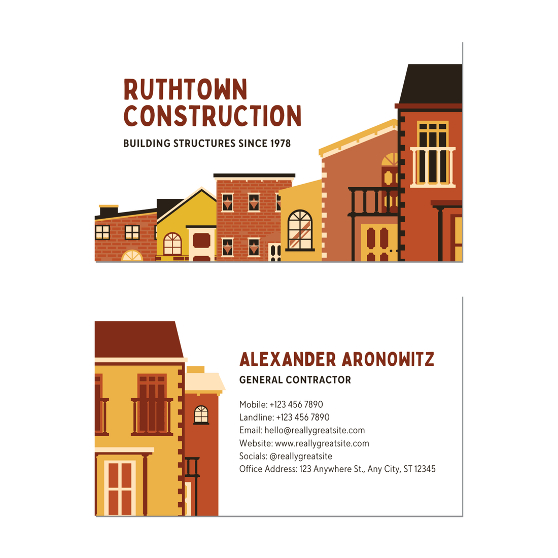 Building Yellow Orange - Business Card Template - Two Side