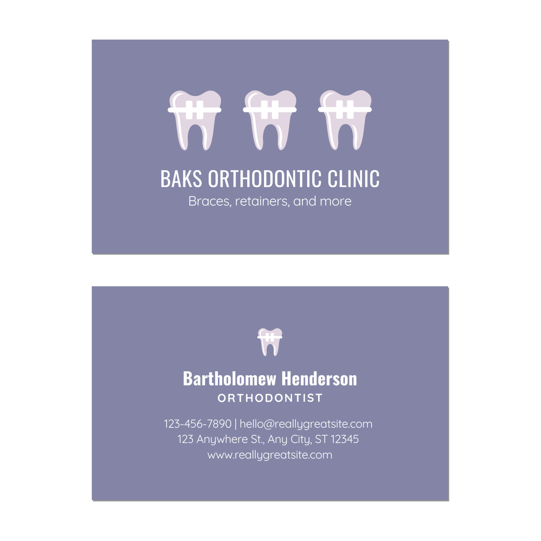 Orthodontist Simple - Business Card Template - Two Side