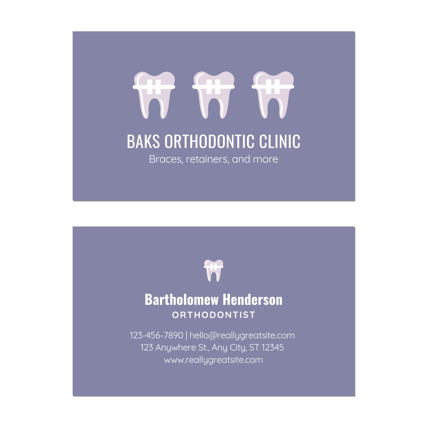 Orthodontist Simple - Business Card Template - Two Side