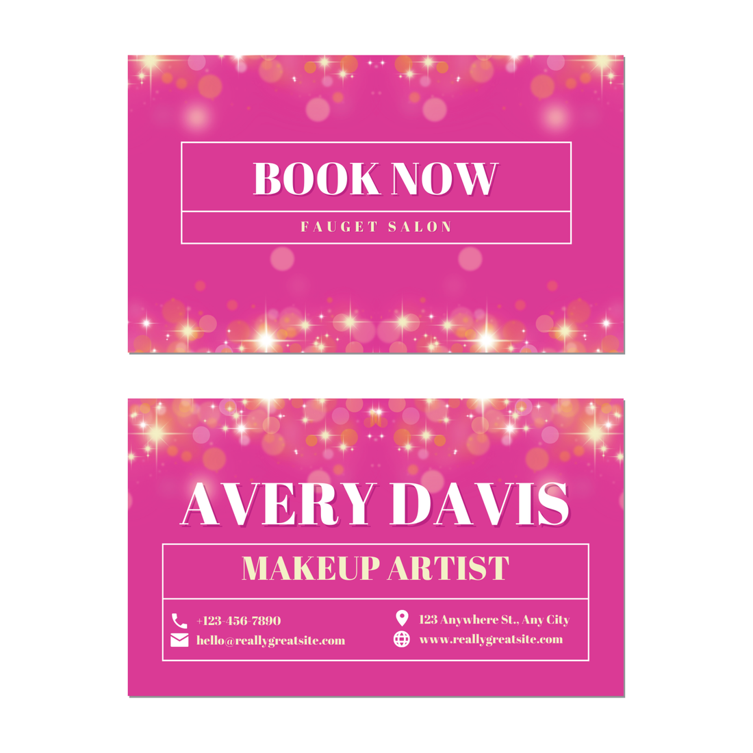 Pink Glitter - Business Card Template - Two Side