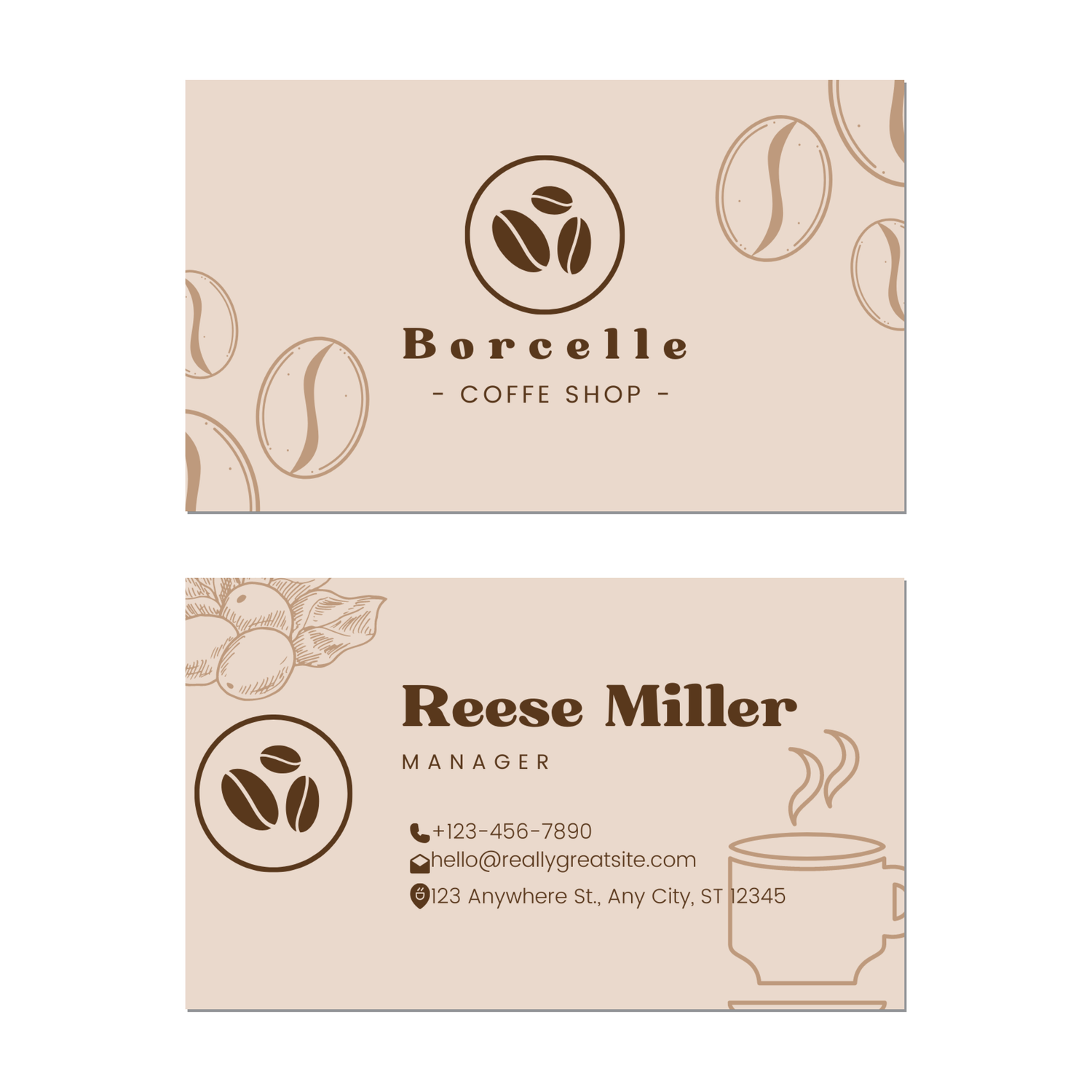 Coffee Beans - Business Card Template - Two Side