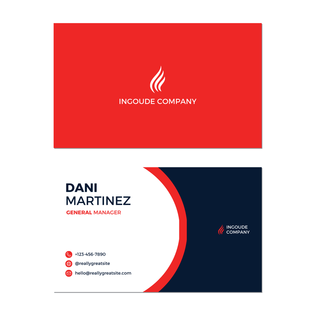 Red Simple Generic - Business Card Template - Two Side