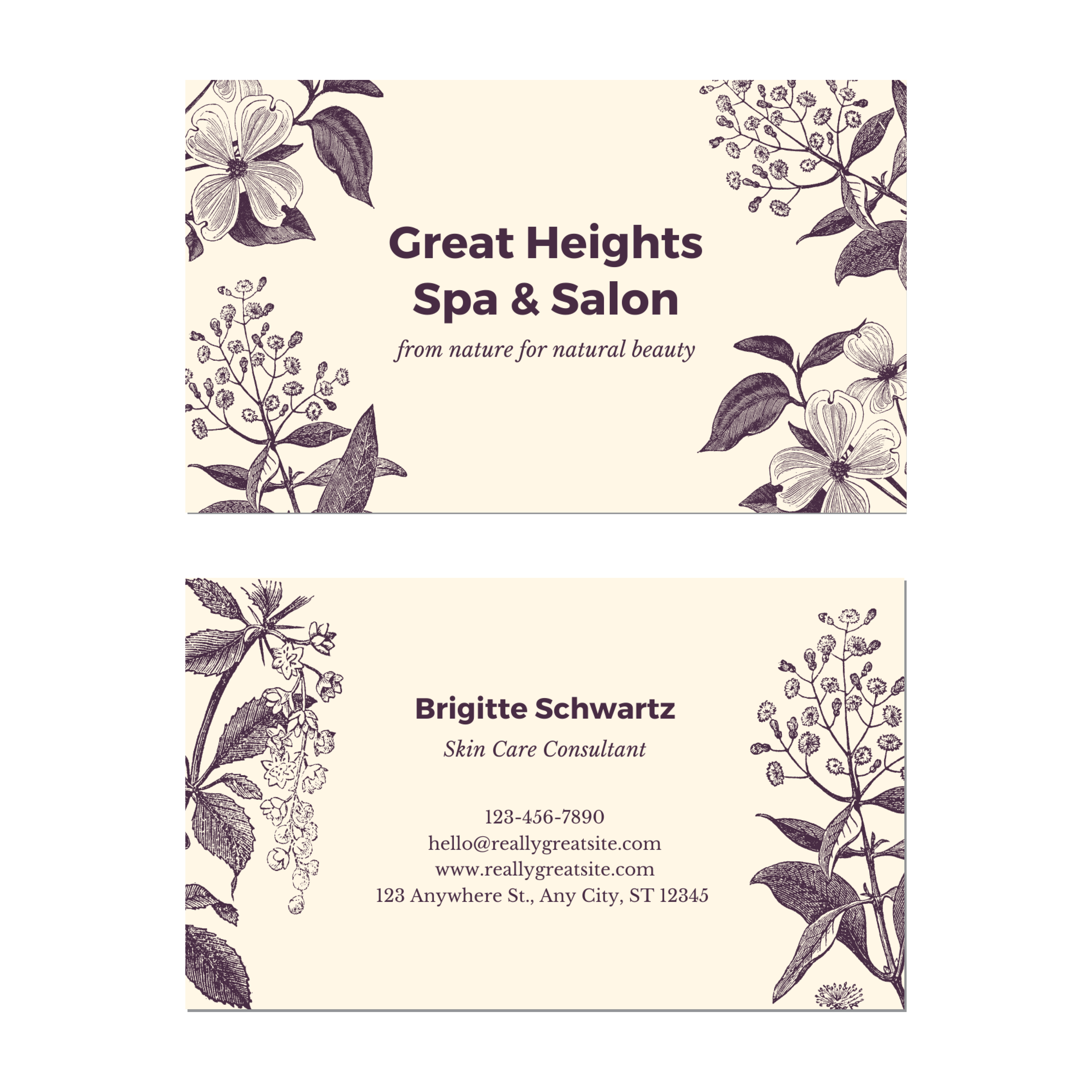 Floral Spa - Business Card Template - Two Side