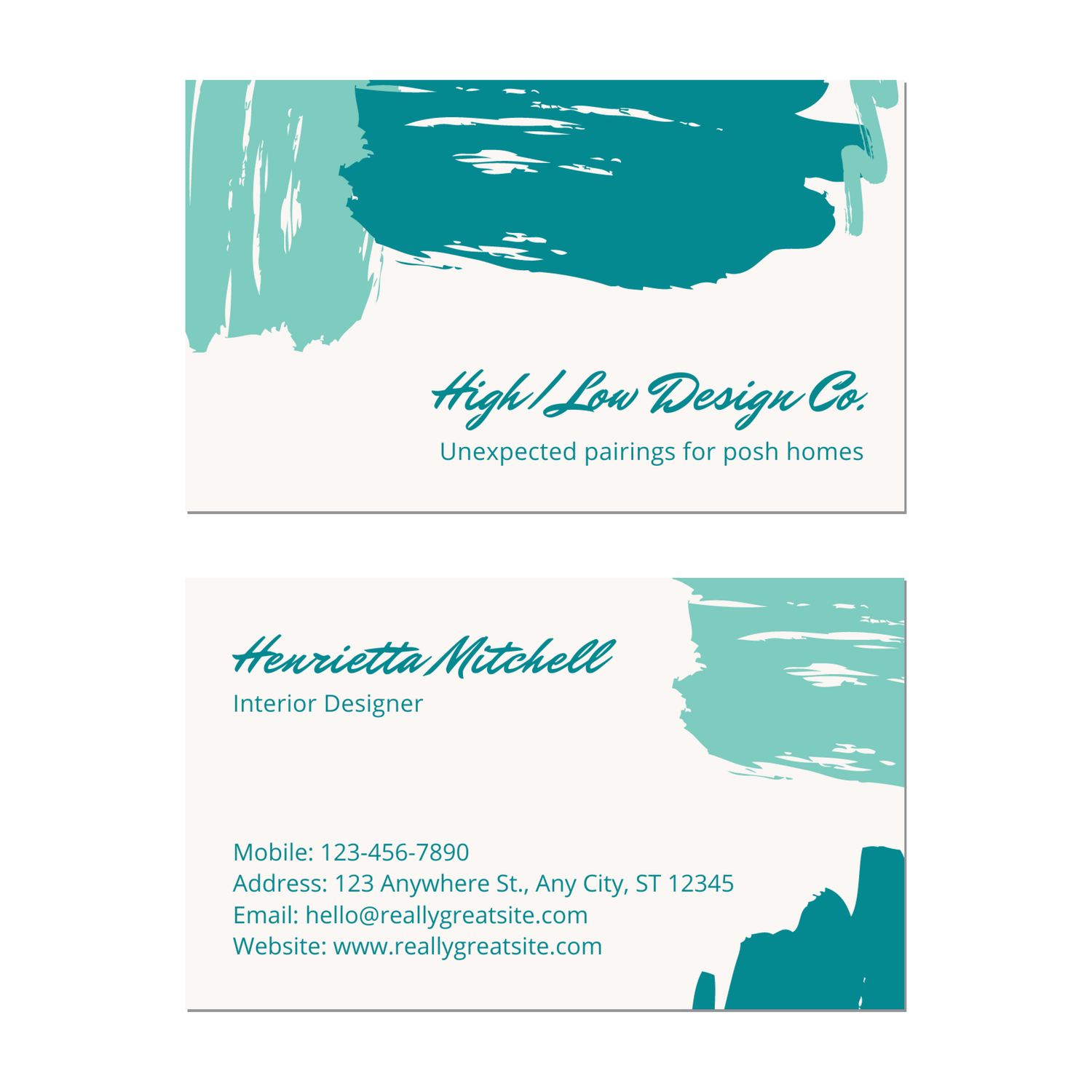 Teal Paint - Business Card Template - Two Side