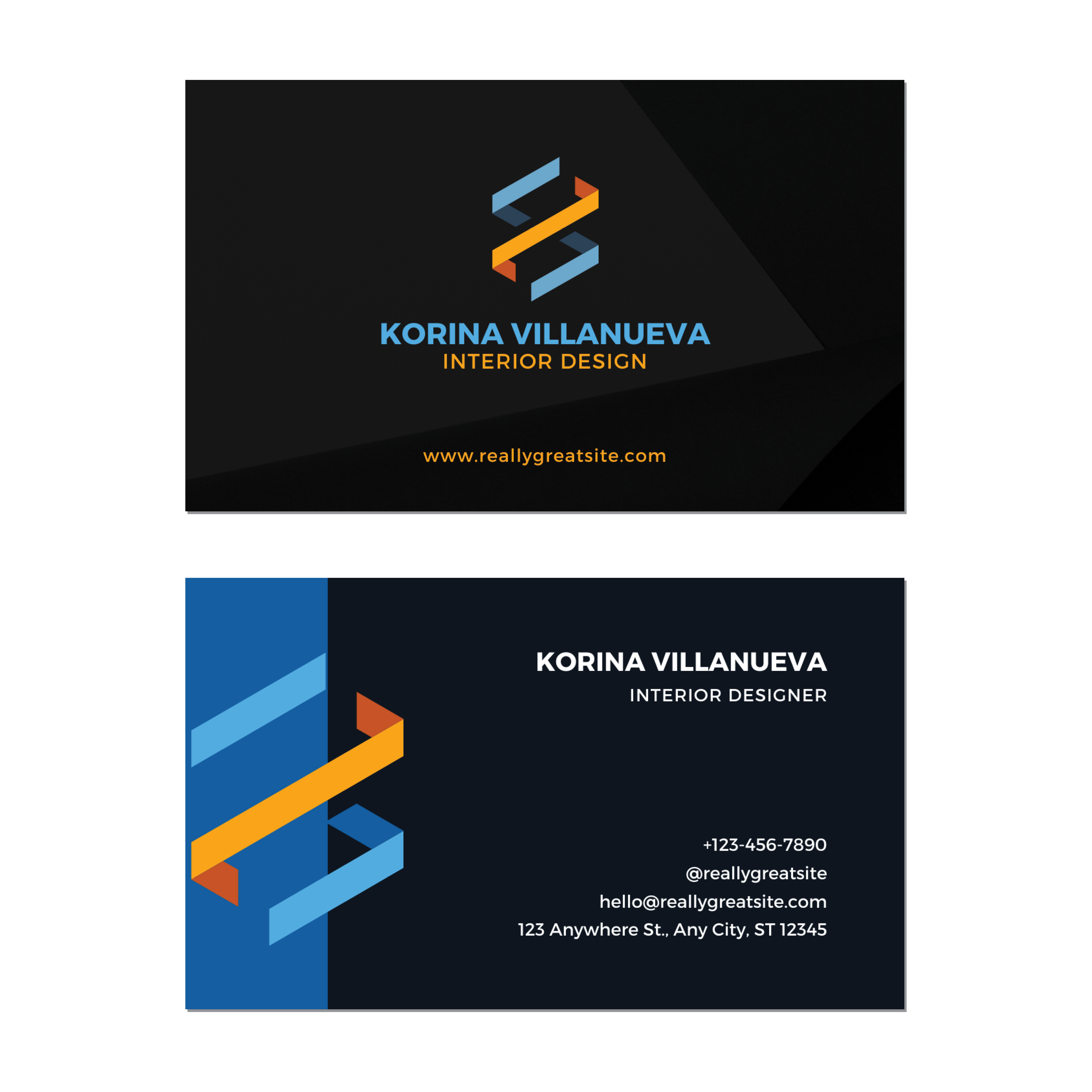 Blue Orange DNA - Business Card Template - Two Side