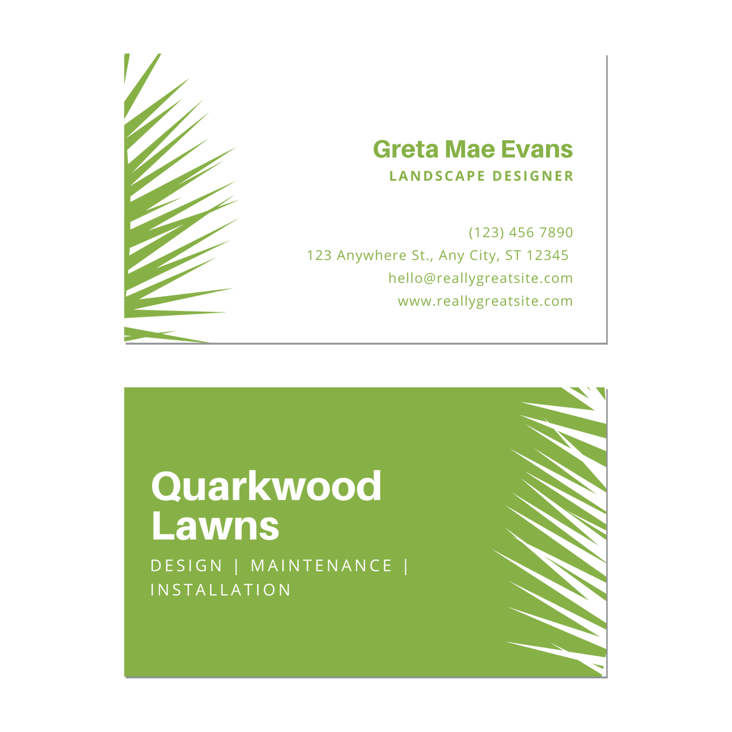 Lawn Care Grass - Business Card Template - Two Side