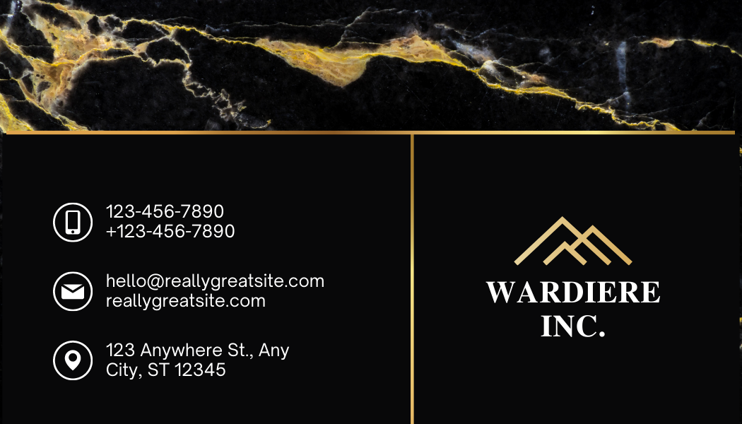 Gold Marble - Business Card Template - One Side