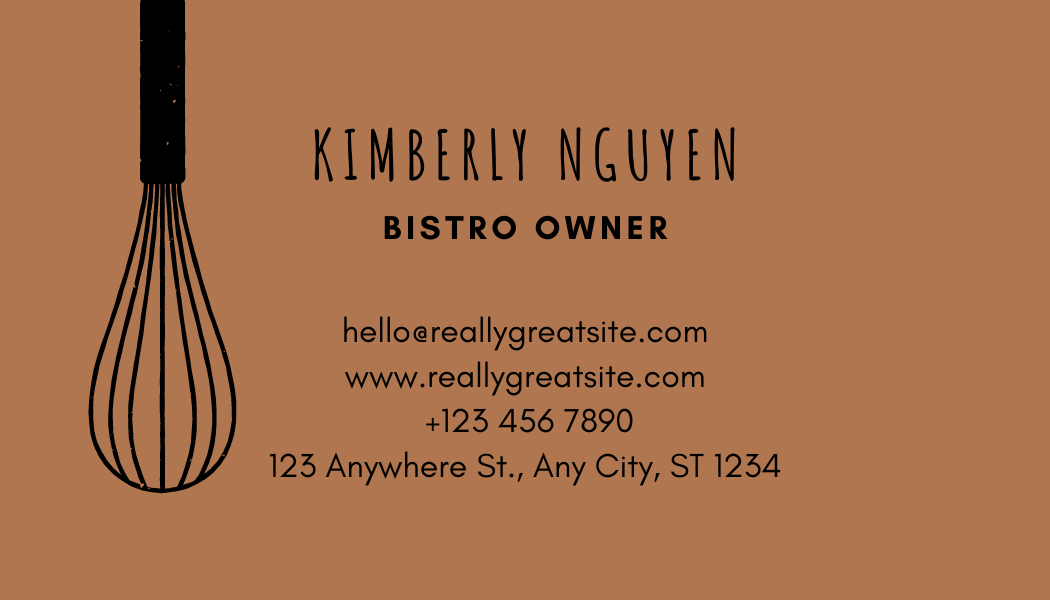 Brown Bakery Whisk - Business Card Template - One Side