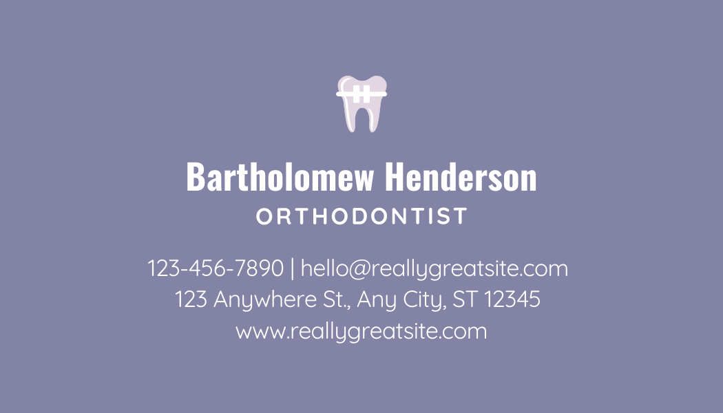 Orthodontist Simple - Business Card Template - One Side