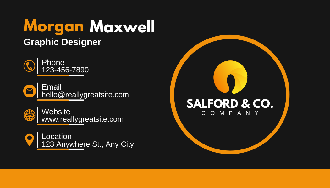 Orange Generic - Business Card Template - One Side