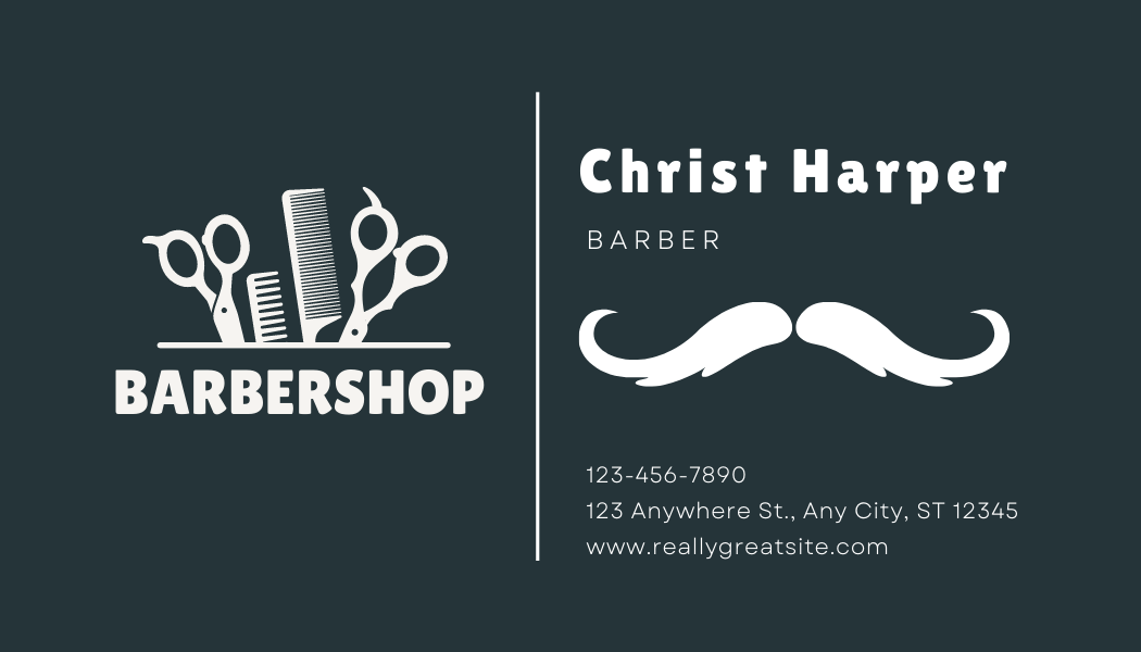 Generic Barber - Business Card Template - One Side