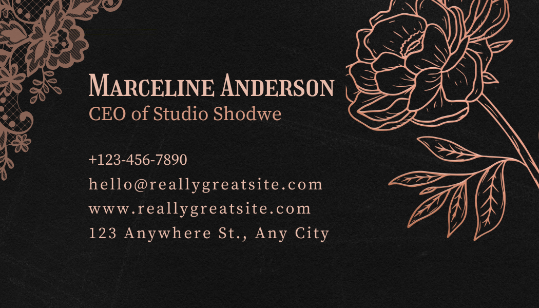 Flower Sketch - Business Card Template - One Side