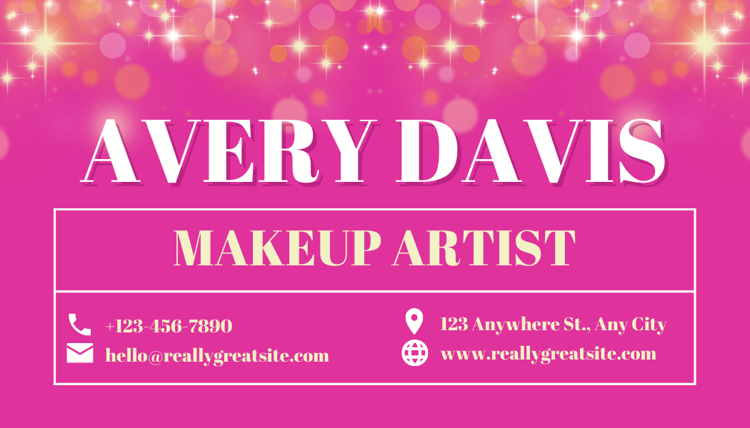 Pink Glitter - Business Card Template - One Side