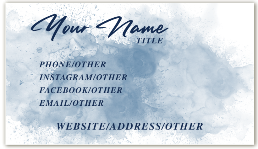 Watercolor - Business Card Template - One Side