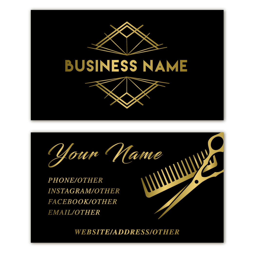 Gold Barber - Business Card Template - Two Side